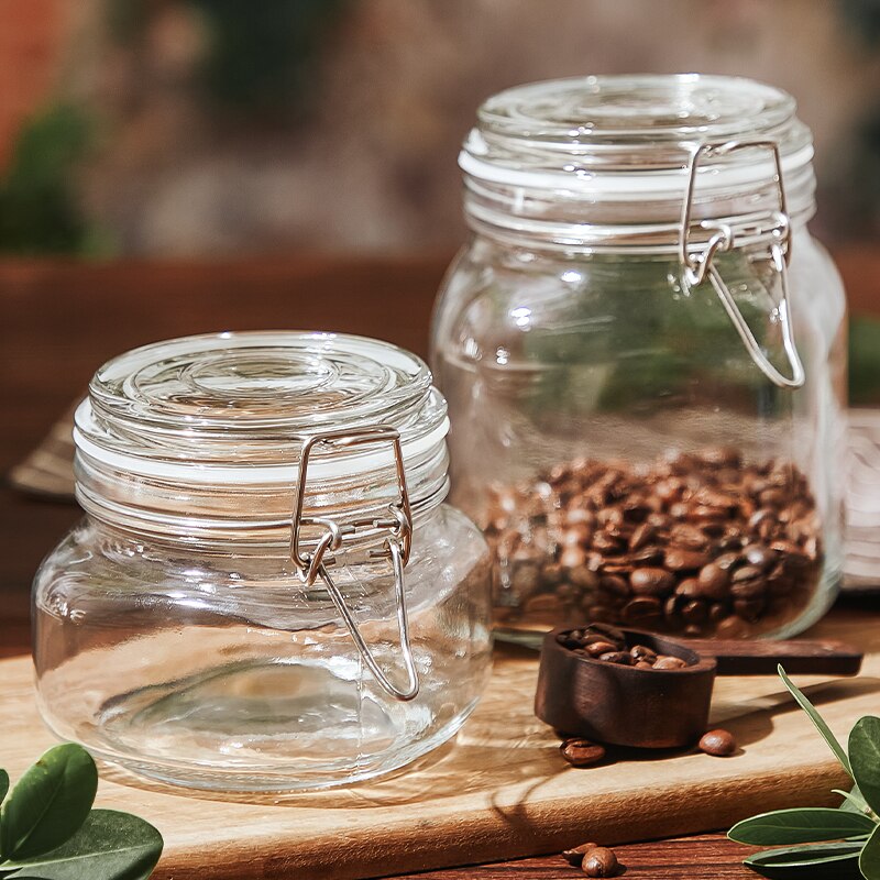Food Coffee Beans Storage Bottles &amp; Jars with Cover Glass Vacuum Sealed Tank Press Exhaust Glass Box Stockpile Jars With Lids