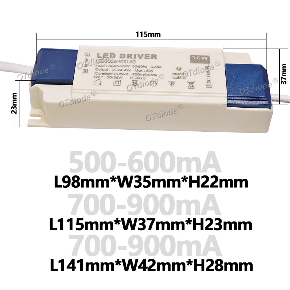 Transformateur de pilote LED 20W-50W DC24-42V 500mA 600mA 700mA 800mA 900mA 1000mA 1200mA 1500mA, alimentation sans scintillement, remplacement de la durée de vie