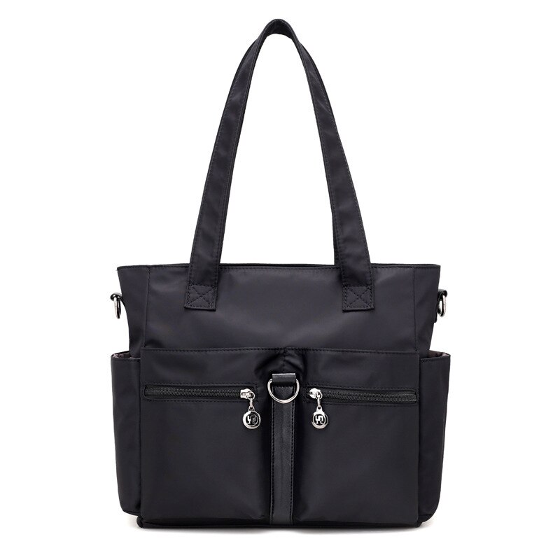 Canvas Tas Vrouwen Schouder Nylon Oxford Doek Women's Bag Hand Schoudertas Grote Zak Grote Capaciteit Luiertas: Black