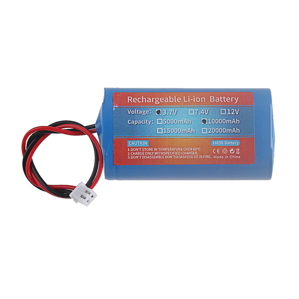 3.7v 7.4v 11.1v 12v 18650 10000 mah med kablar litiumjonbatteri med kretskort för bluetooth-högtalare med solcellsstrålkastare: Grå