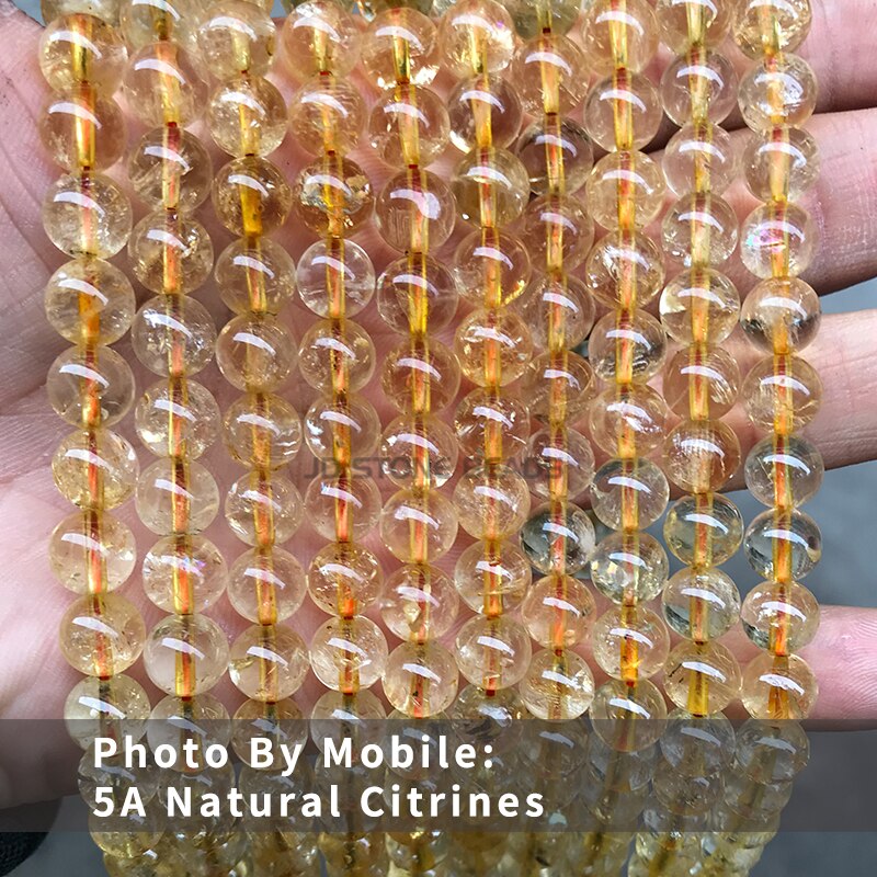 Cuentas sueltas de citrino Natural para fabricación de joyas, accesorios de bricolaje, pulsera de cristal amarillo, tamaño a elegir, 4, 6, 8, 10 y 12mm,: 5A Natural Citrine / 9-10mm approx 36pcs