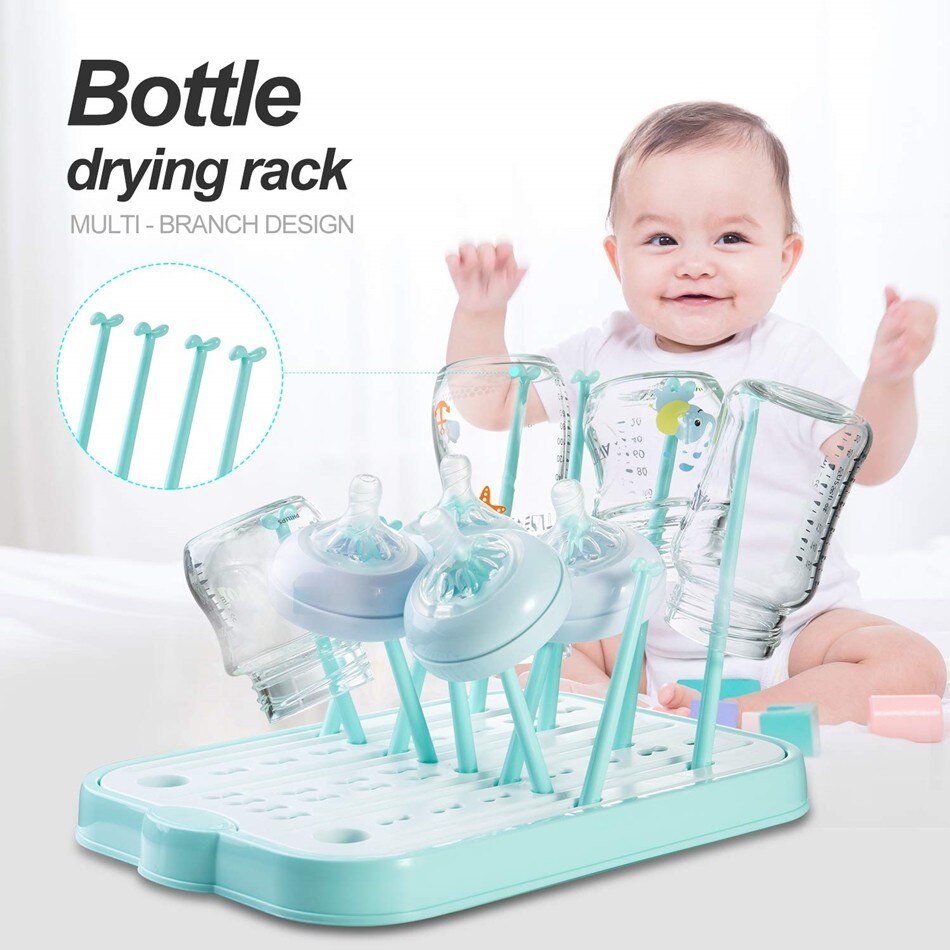 AMTOY vert bleu rose bébé biberon étendoir comptoir séchoir avec égouttoir pour biberons et accessoires directe