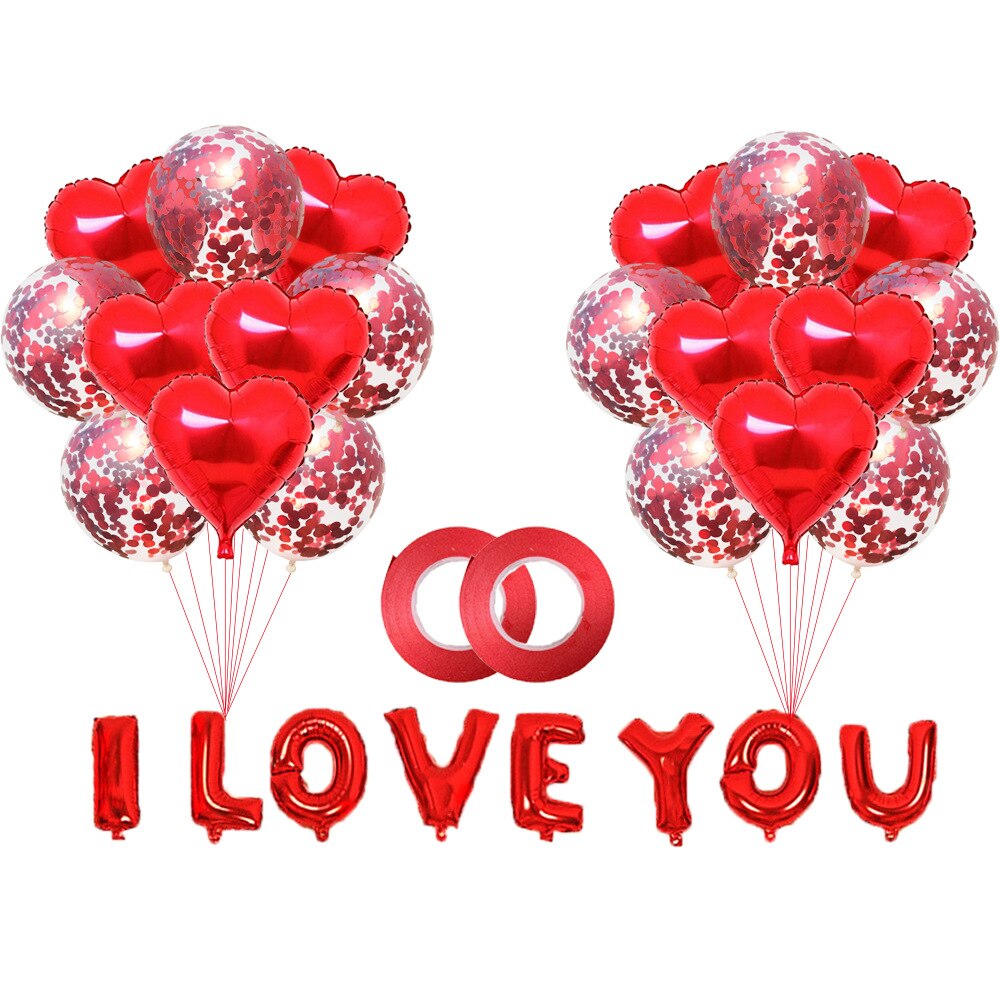 30Pcs Set I Love You Wedding Valentijnsdag Party Decoratie Ballonnen Hartvormige Aluminiumfolie Confetti Festival levert