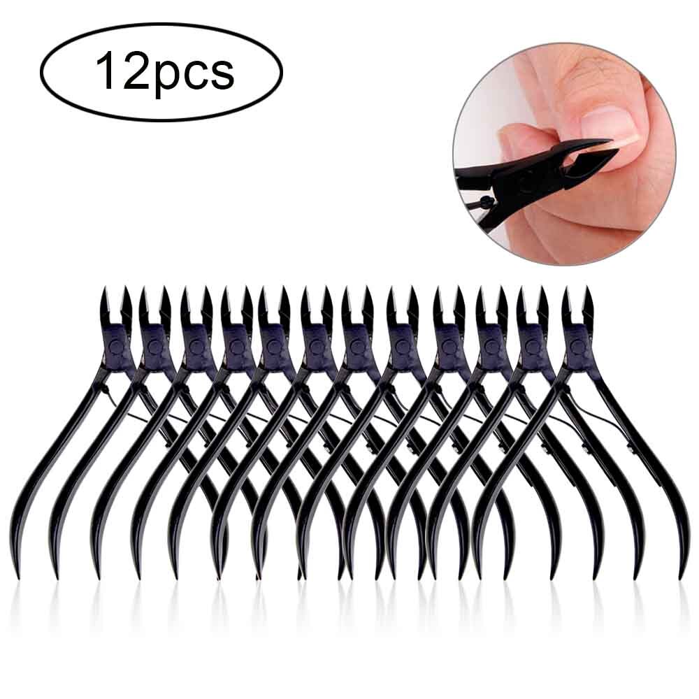 Nail Art 4/8/12pcs Nail Cuticle Nipper Clipper Manicure Pedicure Stainless Steel Toenail Ingrown Edge Cutter Dead Skin Remover: 12pcs Black