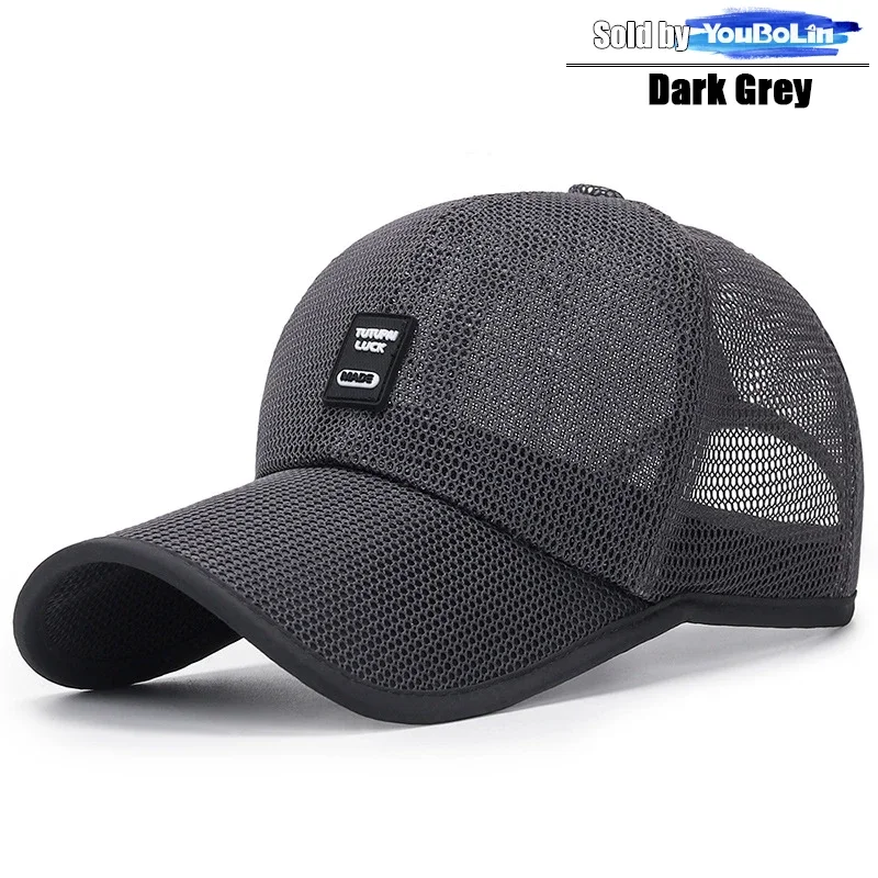 summer outdoor extended brim sunshade mesh hat sun protection baseball cap summer large brim breathable hat: Donkergrijs