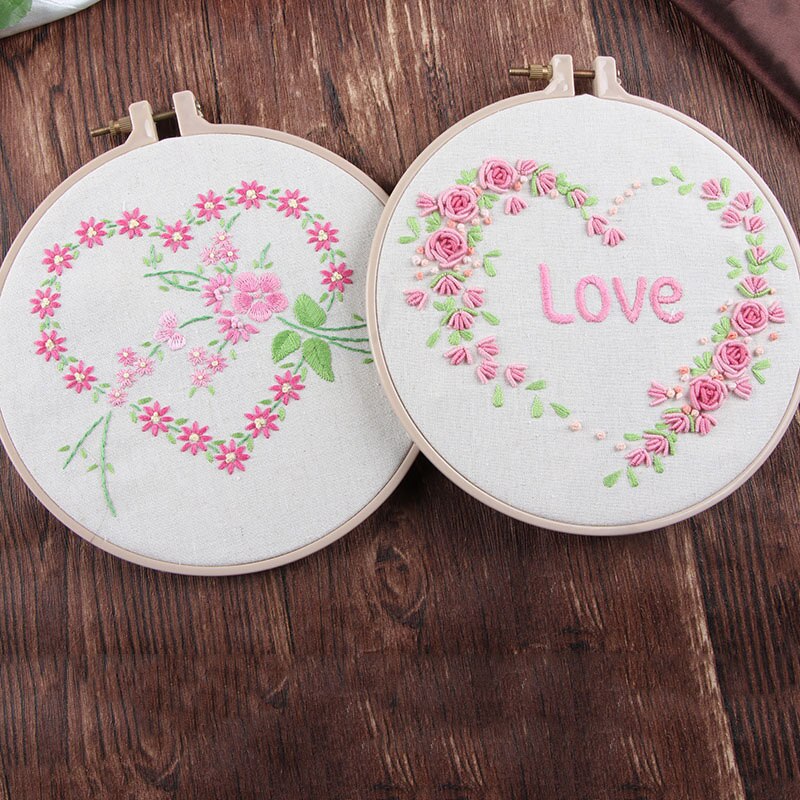 DIY Flowers Embroidery for Beginner, Needlework Kits Cross Stitch Sets, Handmade Arts Crafts Sewing Lover's Wedding Decor