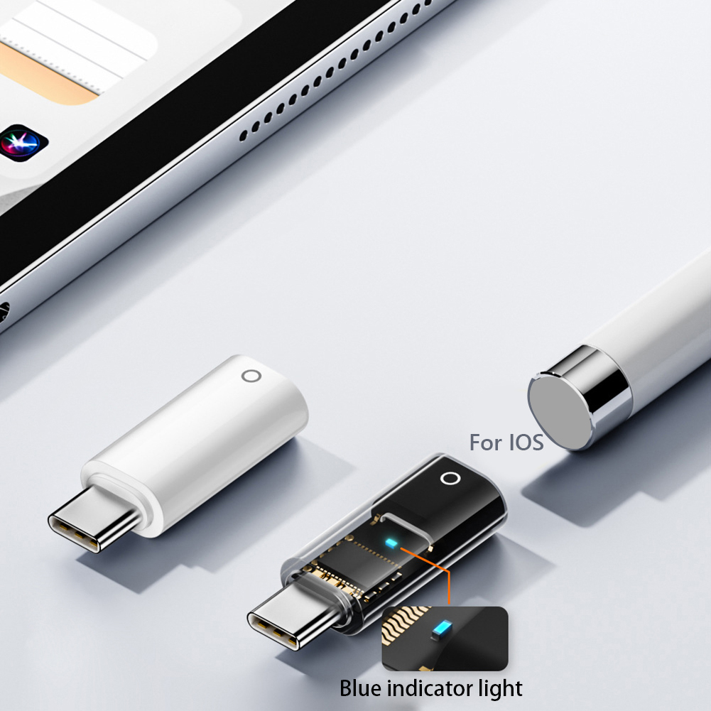 Ligting A Adaptador de conector tipo C para Apple Pencil, 1ª generación, Compatible con Bluetooth, Stylus Pen, adaptador de carga para IPad10