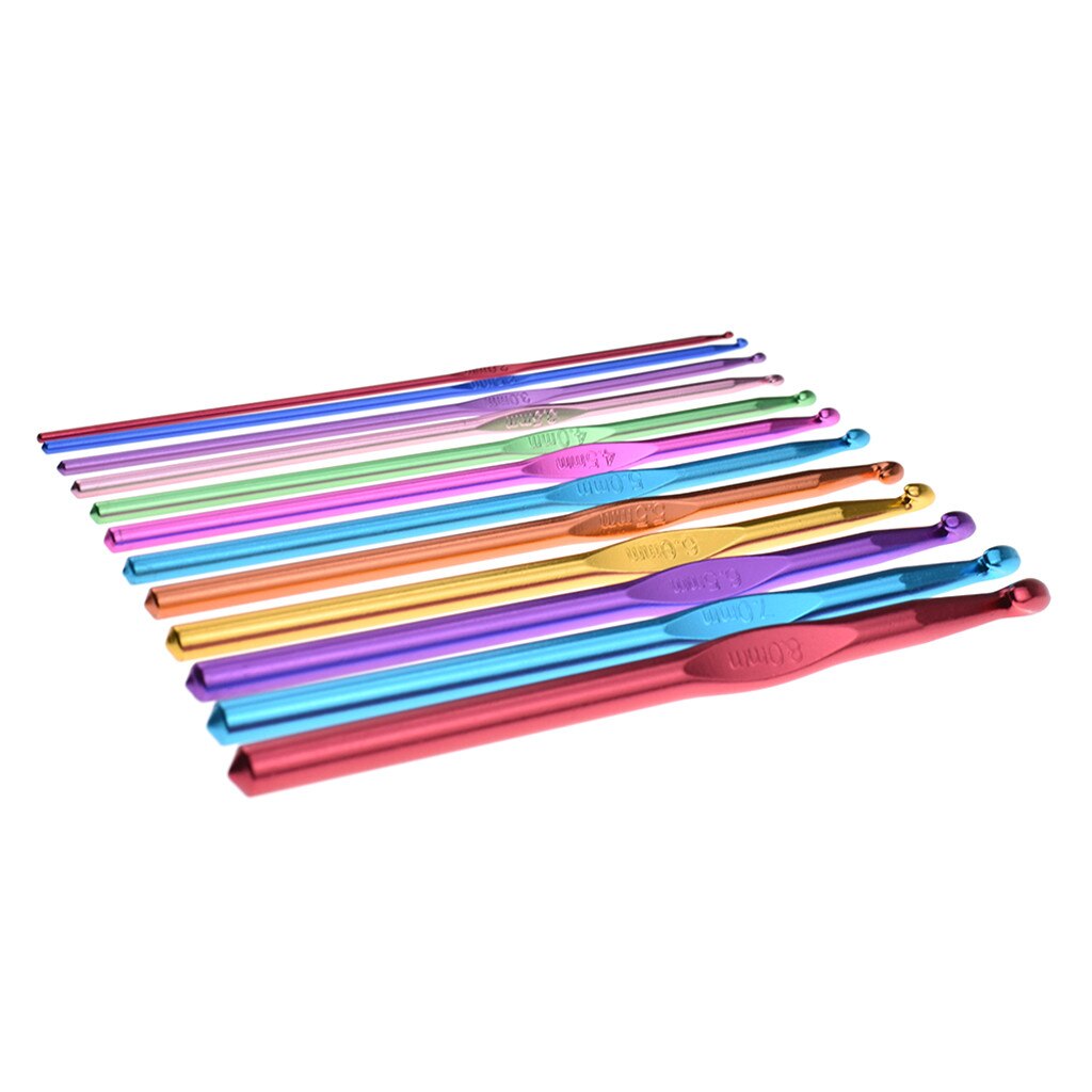 12 Set Aluminium Haaknaalden Multicolor Gemengde 2-8Mm Breinaalden Diy Craft Garen Naaien Naald Voor Moeder 'S # T1P