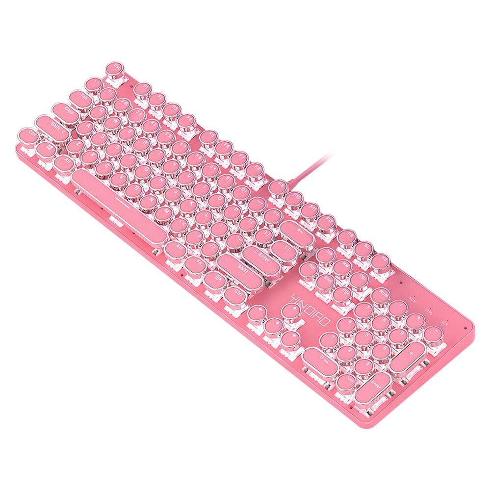 Juegos de teclado y ratón para chica, Teclado mecánico con cable para ordenador de escritorio, color rosa, Punk