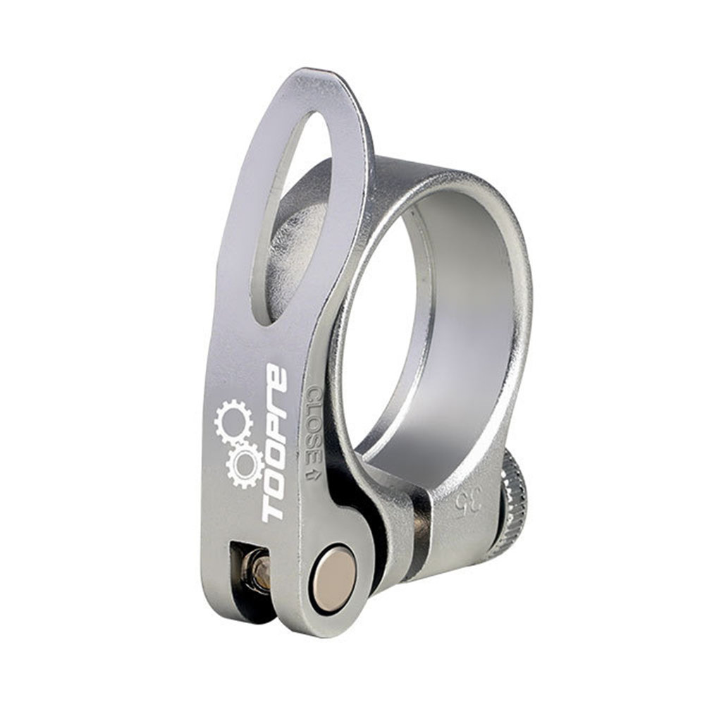 Bike Seat Post Clamp Aluminum Alloy Bicycle Quick Release Seatpost Tube Clip Universal Saddle Fixing Clamp Ring Bicycle Part: 34.9mm Silver