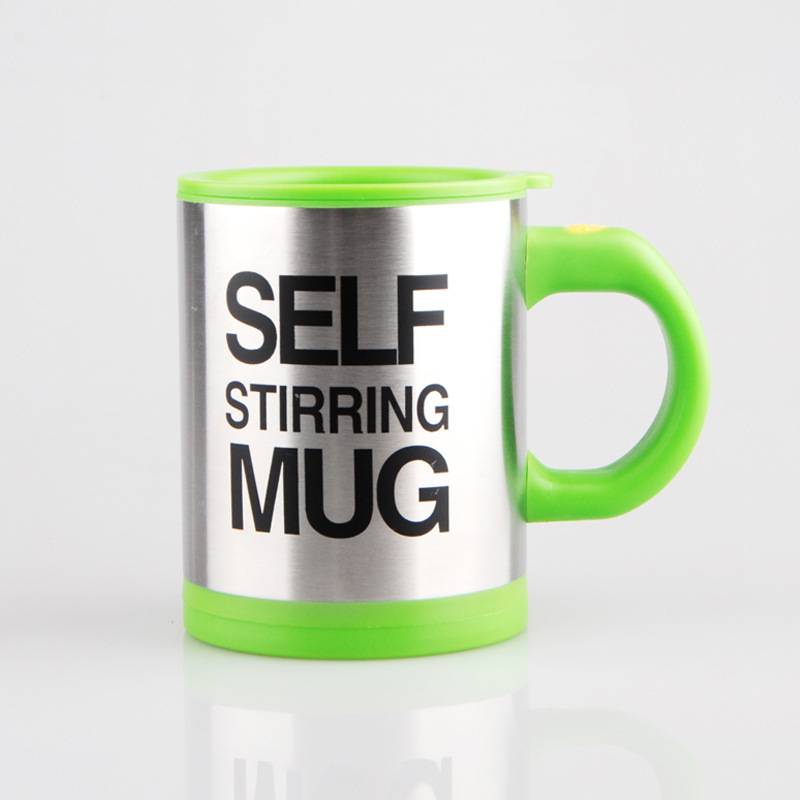 400 ML Self Stirring Mug Double Insulated Automatic Electric Coffee Cups Tea Milk Mixing Drinking Cup with Lid for Office Home: green