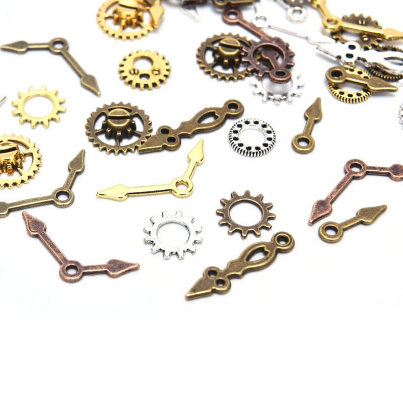 100Pcs/Lot Mixed Gear Cog Vintage Metal Metal Steampunk Pointer Charms Fit Jewelry Pendant Charms Makings