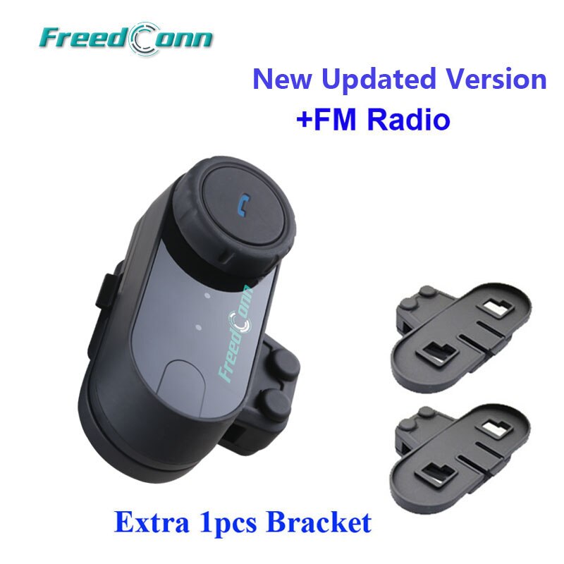 Freedconn t-com vb hjelm headset 800m bluetooth interphone motorcykel intercom med fm radio + ekstra klip