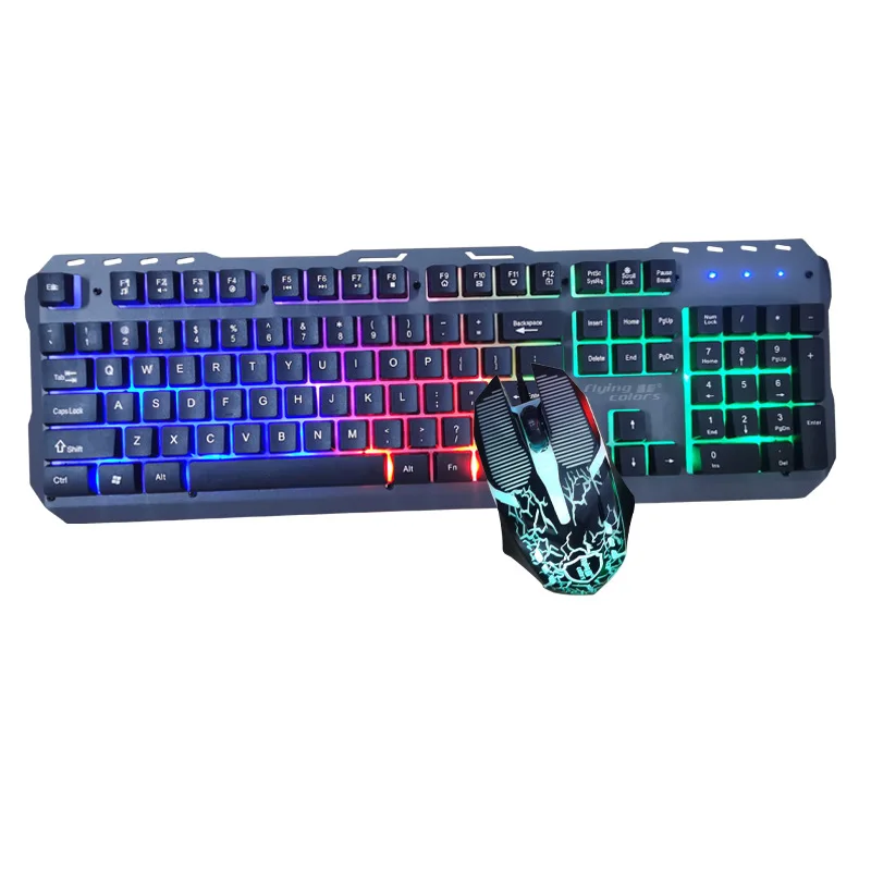 Yangcai Glowing Keyboard Mouse Set Mechanical Feel Gaming Office Esports Computer Wired USB Key Mouse Office Computer Games