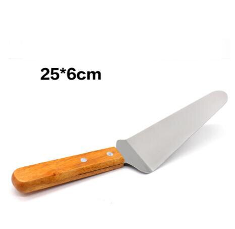 Trägrepp rostfritt stål tårta pizza spade tandad kantskärare paj pizza server tårtskärare server cutter spatel: Gul