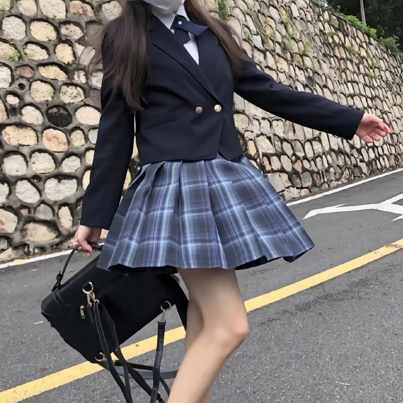 Chaqueta Formal japonesa de manga larga para mujer, traje corto con bolsillos para chica, abrigo, uniformes de escuela secundaria JK, 2 colores