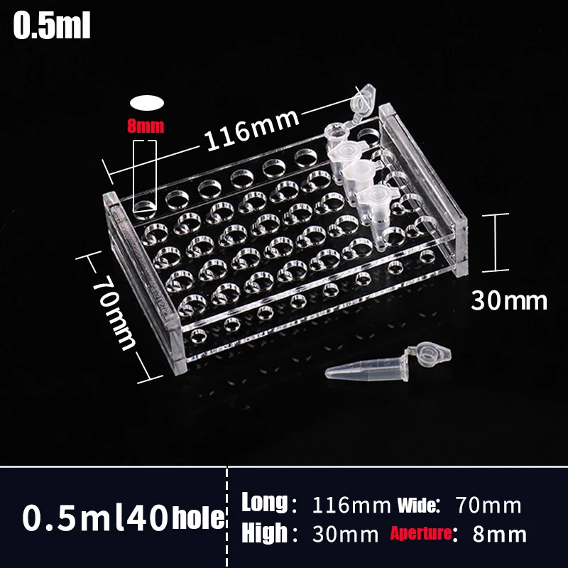 Soporte para tubos de ensayo, soporte para tubos de ensayo de 0,2 ML/0,5 ML/1,5 ML/2ML/10ML/15ML/50ML, 40/40/24/24/18/10 agujeros, suministros para equipos escolares de laboratorio: Blanco