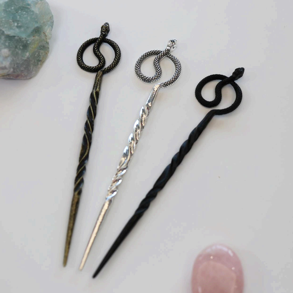14cm wąż szpilka czarownica akcesoria włosy kij w kształcie węża metalowe robić włosów kij Wicca stroik punk pogański czary szpilka prezent