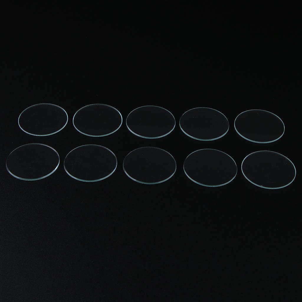 Lote de 10 piezas de cristal Mineral transparente de 1mm de espesor, cristal cóncavo de 33,5-40mm de diámetro