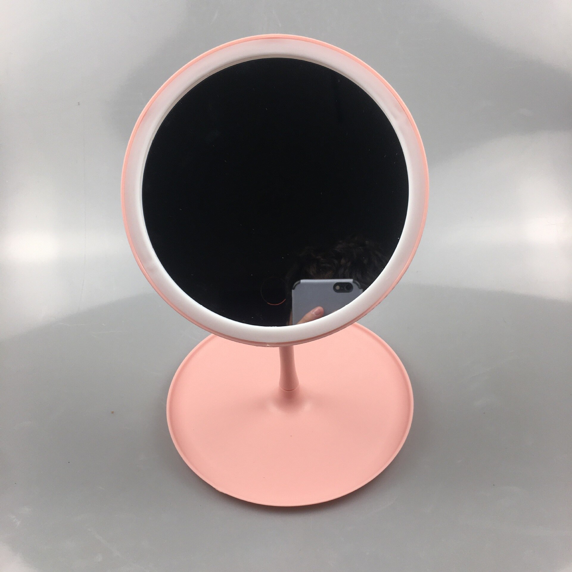 Makeup Mirror with Led Standing Touch Screen Vanity Mirror Backlit Adjustable Light Desk Cosmetic Mirrors: Pink