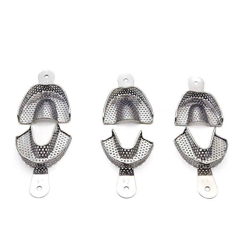 Dental Metal Impression Trays Stainless Steel Impression Tray With Holes Quarter ,Anterior, Small, Medium,Large