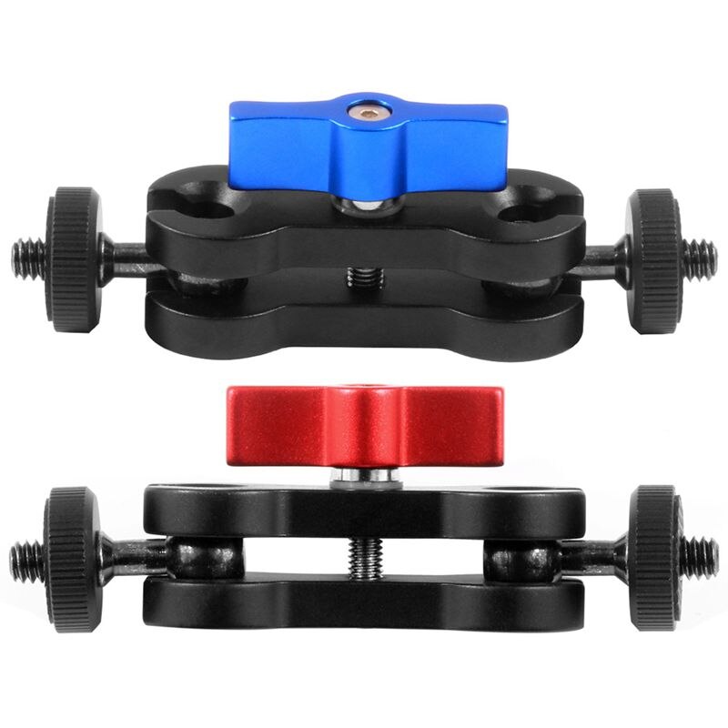Aluminum alloy Multi-Function Dual Ball Head Shoe 1/4 inch Tripod ic Arm Mount Adapter DSLR Camera Accessory for Monitor