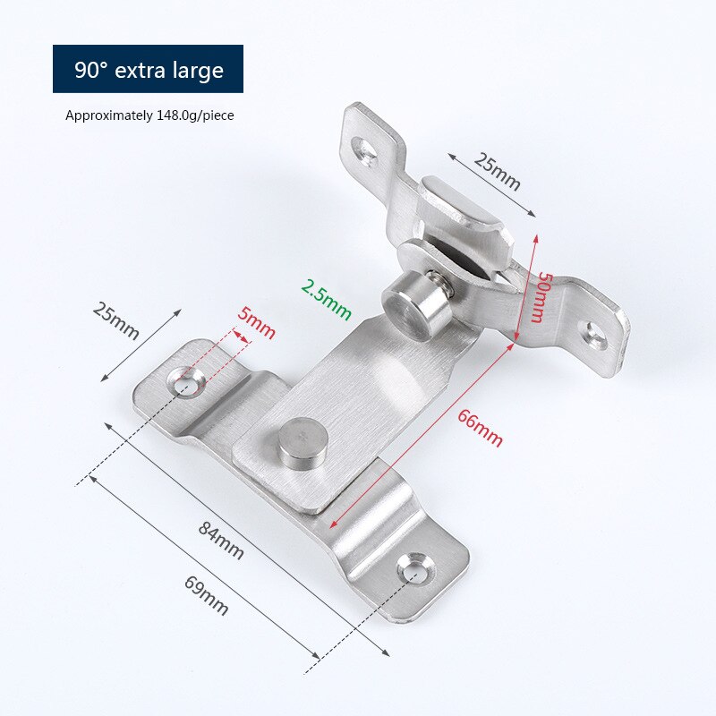 Stainless steel 90 degree door hasp door lock sliding door chain lock safety tool hardware for cabinet hotel