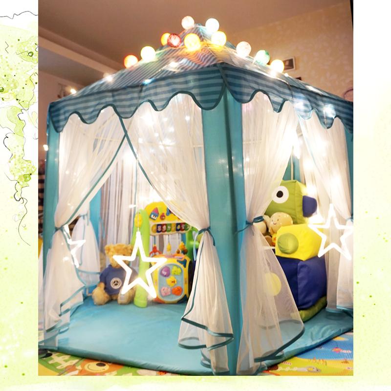 Leuke Hexagon Speelhuisje Meisjes Prinses Kasteel Kinderen Kids Grote Indoor Play Tent (Blauw)