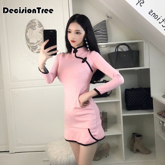 Oosterse stijl chinese traditionele qipao retro chinese jurk feest cheongsam avondjurk qipao sexy korte qipao