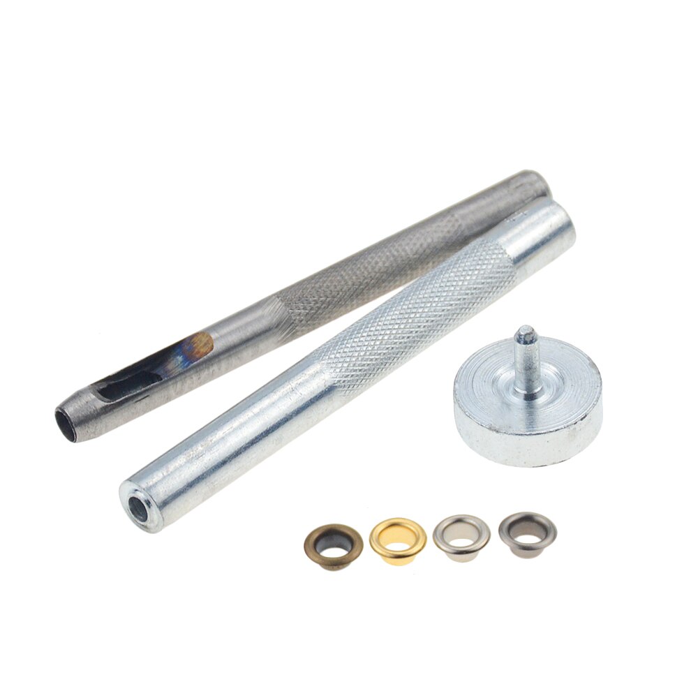 Juego de ojales de Metal para reparación de artesanías de cuero, ojales para álbum de recortes, accesorios de ropa con agujeros de cuero, herramientas para golpear a mano, 1 Juego