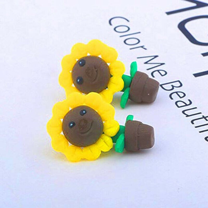 Women Soft Ceramic Flower Sunflower Daisy Candy Colour Lovely Big Earrings Earring Jackets