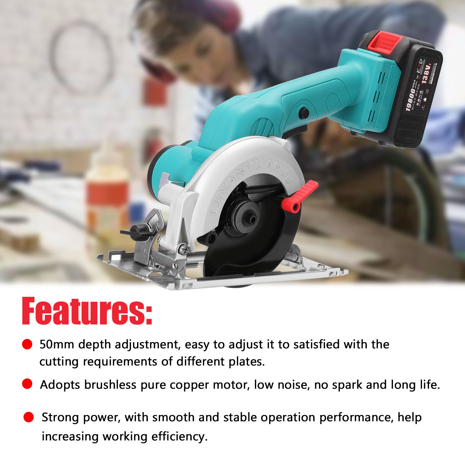 5inch 138VF Electric Circular Saw High Power Lithium Battery Woodworking Tool Wood Board Marble Cutting Machine