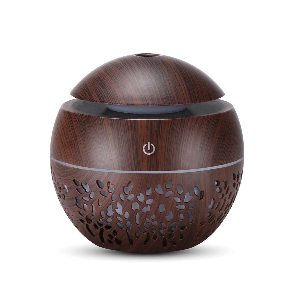 USB humidifier Electric oil Aromatherapy wood grain Ultrasonic air diffuser with 7 colors lights for home office Reed Diffusers: D