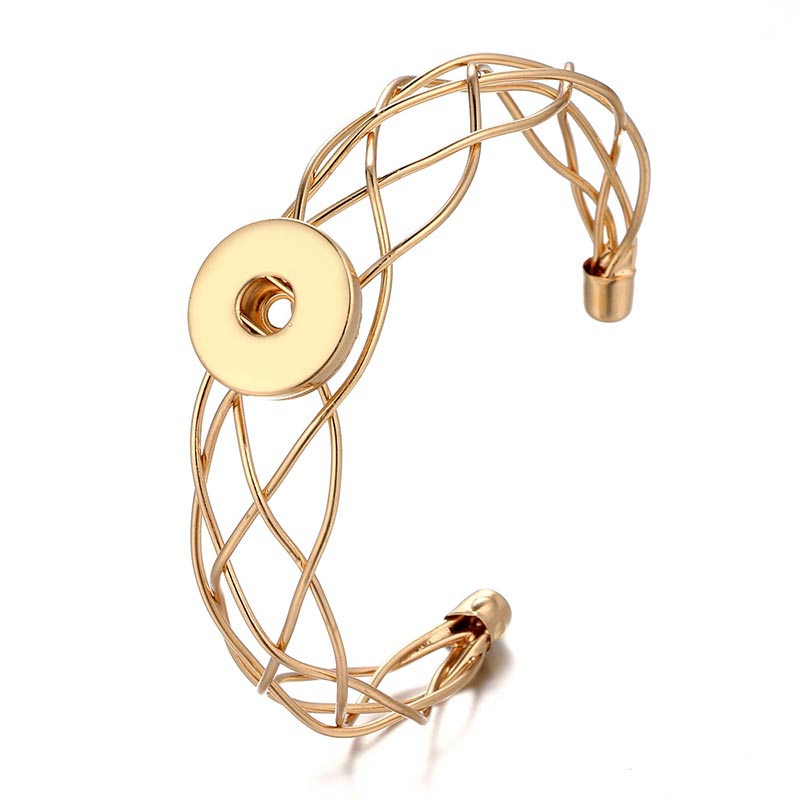 Pulsera de metal con cierre a presión para mujer, brazalete de SG0085, de tipo gasa, 18MM, botones a presión, joyería: golden