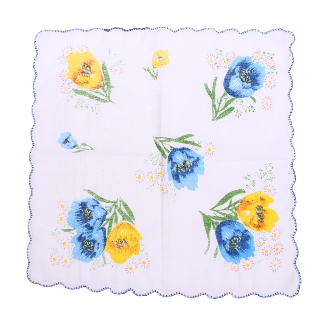 10pcs 100% Women Cotton White Handkerchiefs Ladies Hankies Square Handkerchiefs Assorted Colourful Flowers for Weddings Parties