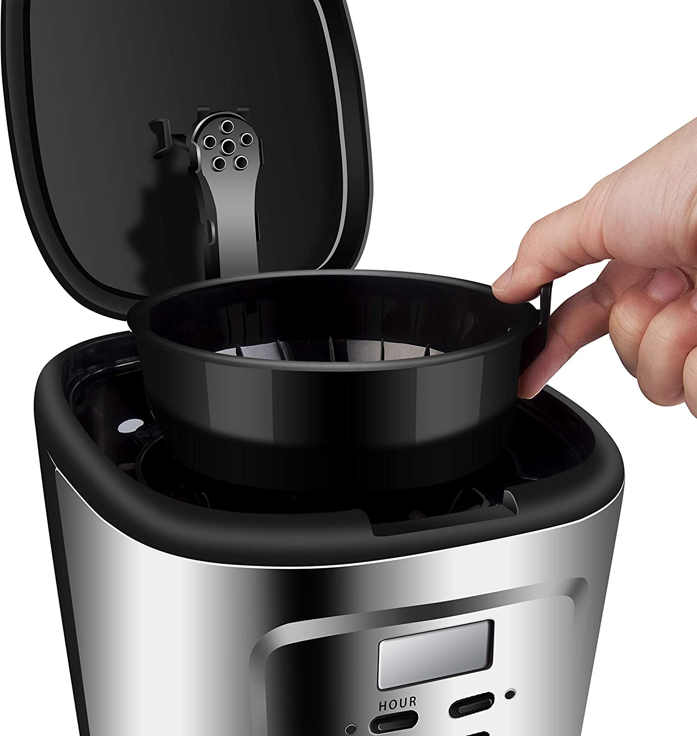 Fagor Cafetera programable eléctrica de Goteo automática, máquina café de Filtro Capacidad 12 Tazas, 1,5 litros, Display Digital Hora 24h/Temporizador, 900 W, Negro