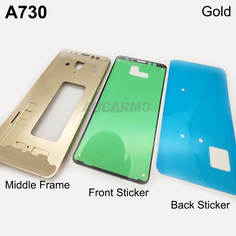 Aocarmo Mittleren Rahmen Vorne Lünette Rahmen Gehäbenutzen Mittleren rahmen Mit Kleber Für Samsung Galaxis A8 Plus A730 A730F: Gold