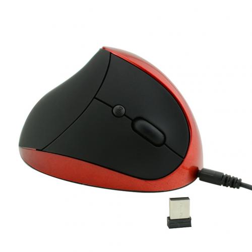 Ergonomische oplaadbare 2.4g draadloze/bedrade 6- toetsen optische verticale muis muizen computermuis: Rode bedrade muis