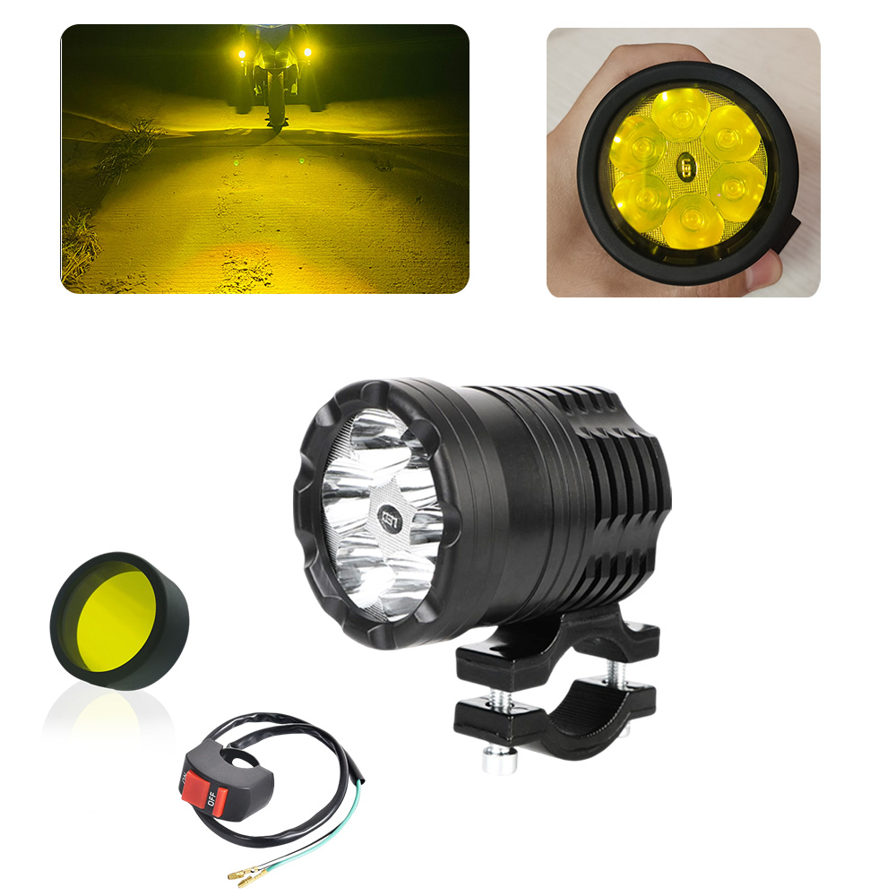 Additional Led Headlights For Motorcycle Fog Lights High/Low/Strobe Auxiliary Front Spotlights Long Range Round Flashing Lights: PURPLE