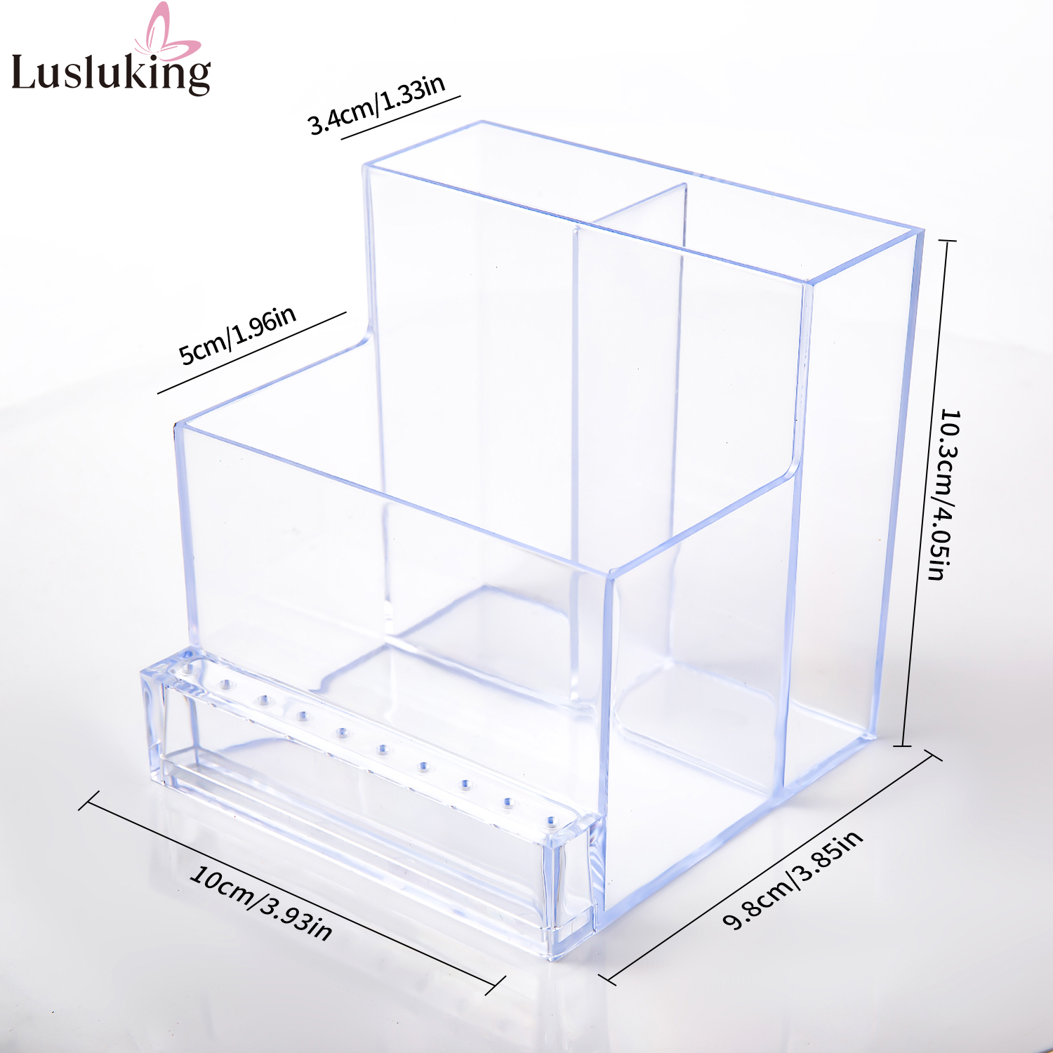 Taladro de uñas translúcido, organizador de productos para uñas, organizador de suministros, brocas para uñas, almacenamiento acrílico de 3 filas, herramientas para uñas, estante de exhibición: Gris claro