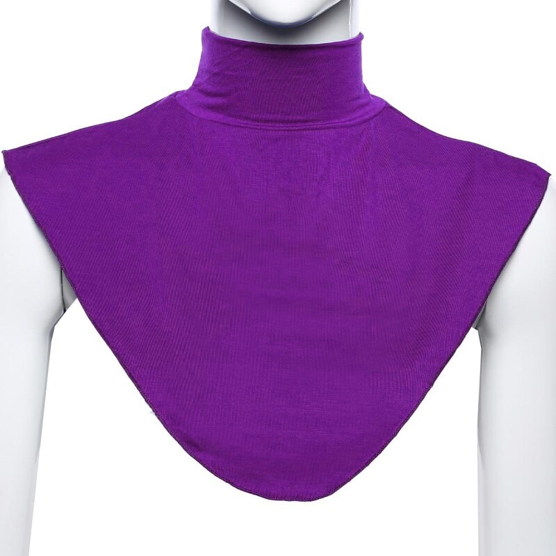 Women Turtleneck Dickey Muslim Modal Detachable Half Top Solid Color False Collar Islamic Hijab Extension Neck Cover: Purple