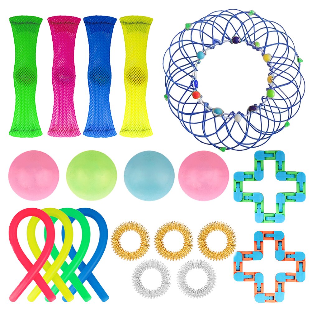 32PCS Pack Fidget Sensory Toy Set Stress Relief Toys Autism Anxiety Relief Stress Pop Bubble Fidget Sensory Toy For Kids Adults: Burgundy