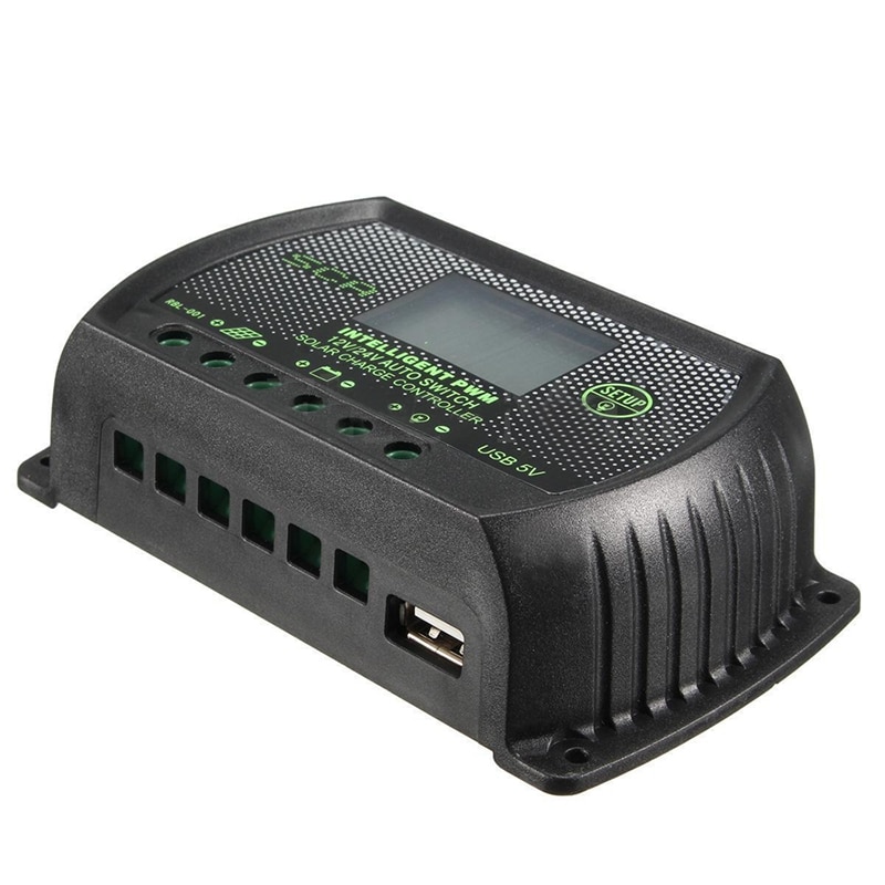 30a pwm lcd usb solpanel batteriregulator laderegulator 12v 24v: Default Title