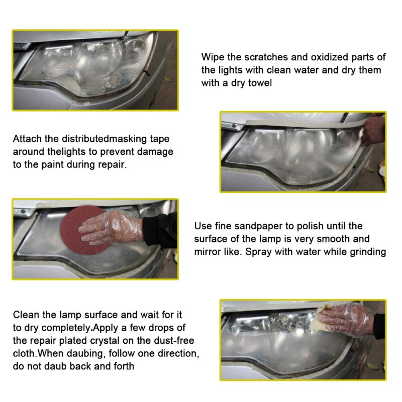 50/30ml Car Headlight Repair Agent H5 Headlight Restoration Oxidation Liquid Auto Headlight Polishing Anti-scratch Maintenance
