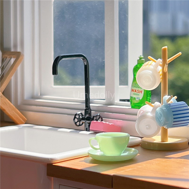 Évier de cuisine l'inventaire pour maison de courses, échelle 1/6, mini robinet d'eau, modèle DIY pour BJD, accessoires de beurre, jouet, 1 pièce