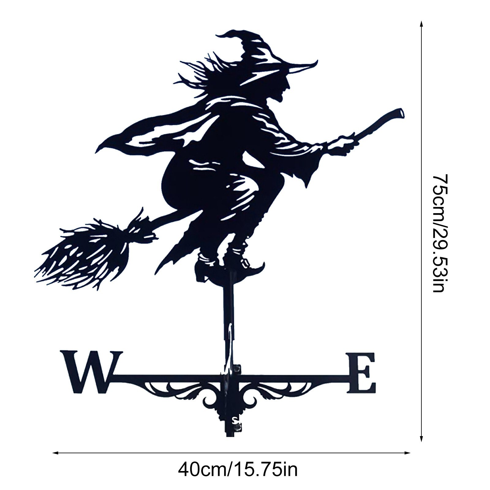 Outdoor Dak Metalen Uil Weathercock Wind Richting Indicator Heks Hen Creatief Plezier Tuin Roadside Decoratie Versiering Ambachten Een: Witch