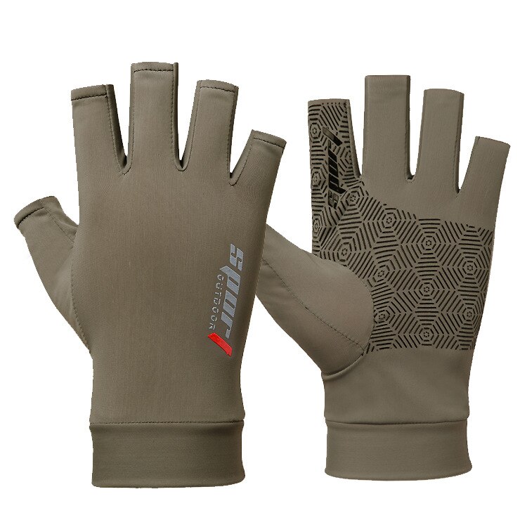 Guantes de Pesca con protección solar para hombre, manoplas de secado rápido transpirables para exteriores, ropa deportiva, verano, FPS 50: green