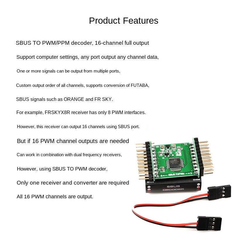 Récepteur SBUs à 16 canaux, convertisseur PWM, SBUs à PWM/ppm/décodeur