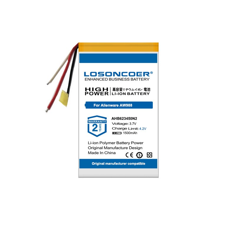 100% Original LOSONCOER 1500mAh AHB623450N2 Battery For Alienware AW988,AHB623450N2 Headset