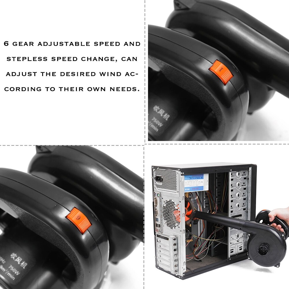 Soplador de aire eléctrico de alta potencia, 750W, enchufe europeo, soplador de hojas de jardín, teclado de ordenador, removedor de polvo, ventilador multifunción, aspiradora